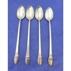 1847 Rogers Bros First Love Flatware Iced Teaspoon Set of 4 Vtg Rare Discontinue
